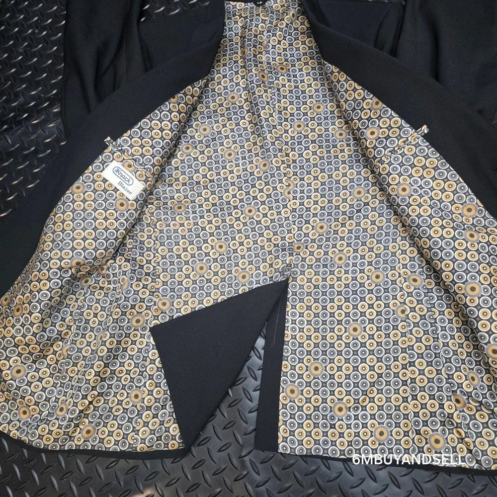 Vintage The Knack Wool Blazer Mens‎ Black Gold Crest Buttons Union Made USA 42R